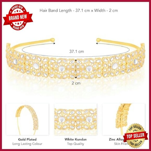 White Kundan Studded Hair Band Ethnic Fashion Jewelry for Women